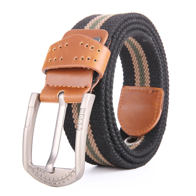 

Canvas Belt Men Casual Knitted Pin Buckle 6 colors Woven Canvas Braided Stretch Designer Belts Stripe Webbing Strap NR111