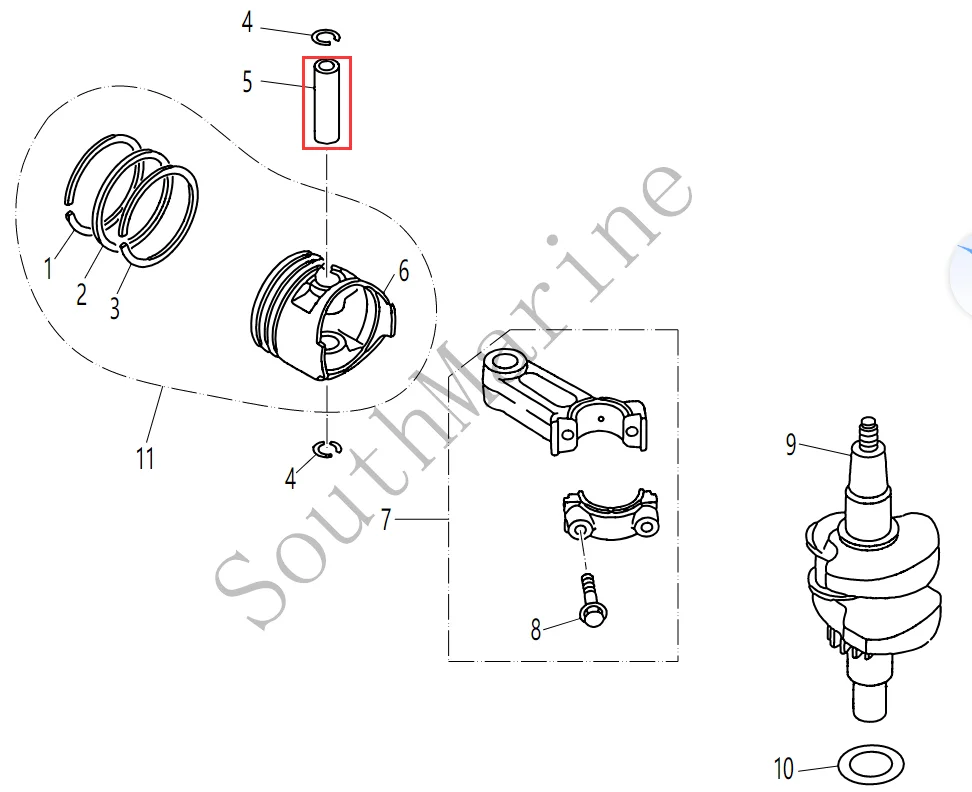 

Boat Motor 68D-E1633-00 Piston pin for Yamaha F4 F5 outboard motor 4-stroke
