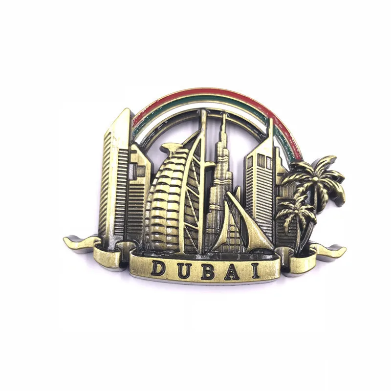 Dubai rainbow Металлическая коллекция магнитов на холодильник Дубай Лондон Золотые ворота мост Австрия вены Турция Париж Путешествия Магнитный хлададор стикер - Цвет: Dubai rainbow
