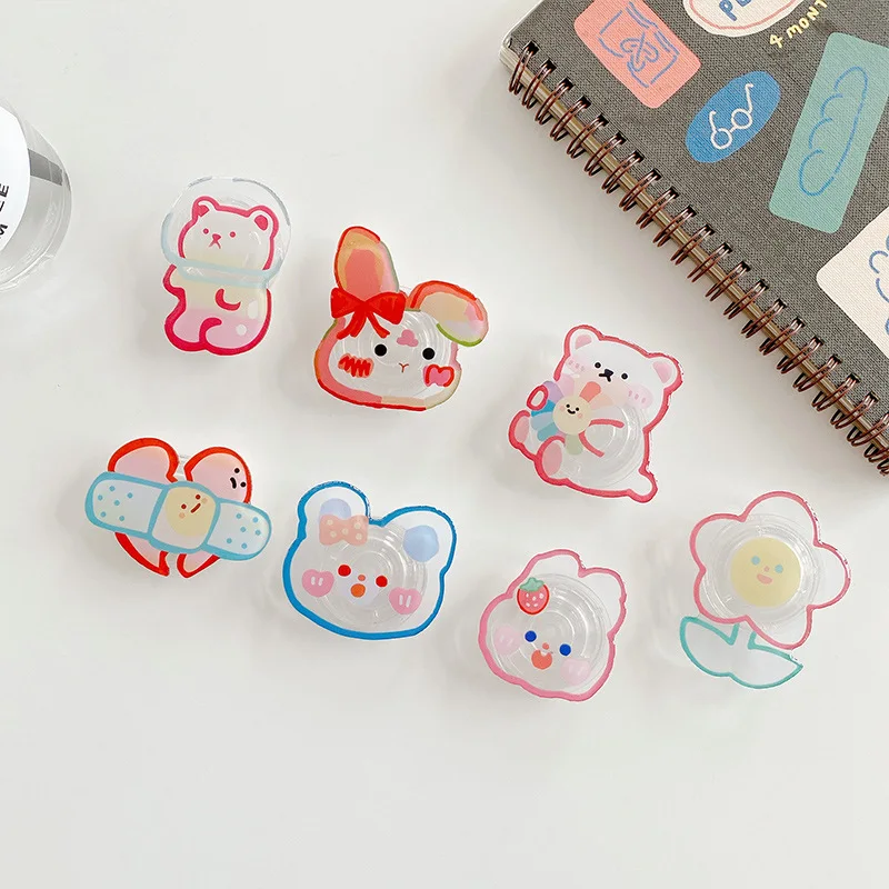 Прозрачный кронштейн для телефона в Корейском стиле с подкладкой виде медведя