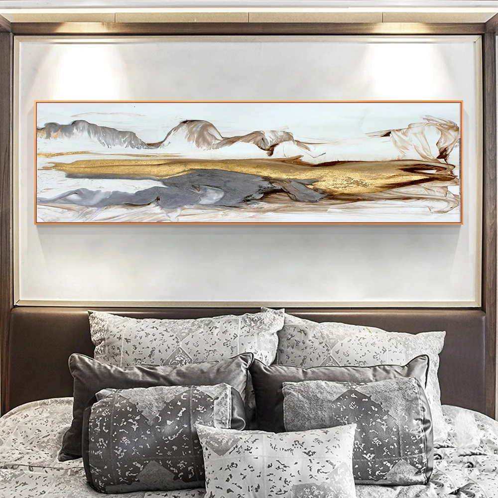 

Abstract Landscape Oil Painting Posters and Prints Wall Art Canvas Painting Golden Mountain Pictures for Living Room Home Decor