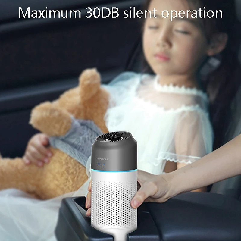 

HOT-1 Set Car Air Purifier Gesture Induction Switch Portable H13 Filter Negative Ion Purifiers with Spare Filter