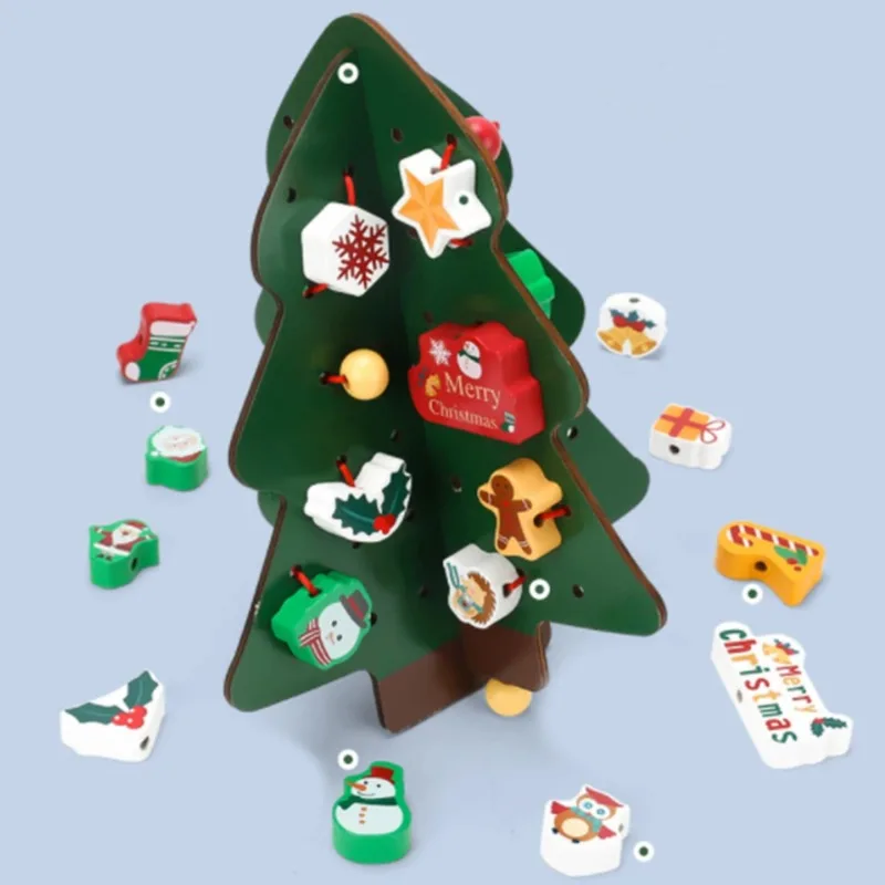 

Рождественские деревянные игрушки, строительный блок для настольных игр, образовательная игрушка Монтессори, рождественский подарок для р...