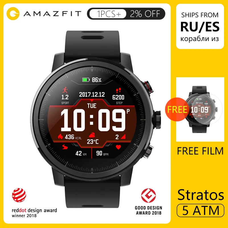 Huami Amazfit 2 Stratos Смарт часы мужские 5ATM водонепроницаемые с gps PPG