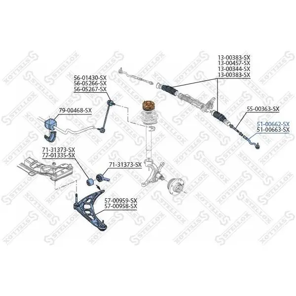 Наконечник рулевой правый BMW E46 all 2WD 98 STELLOX 51 00662 SX|Рулевые рейки и коробки передач| |