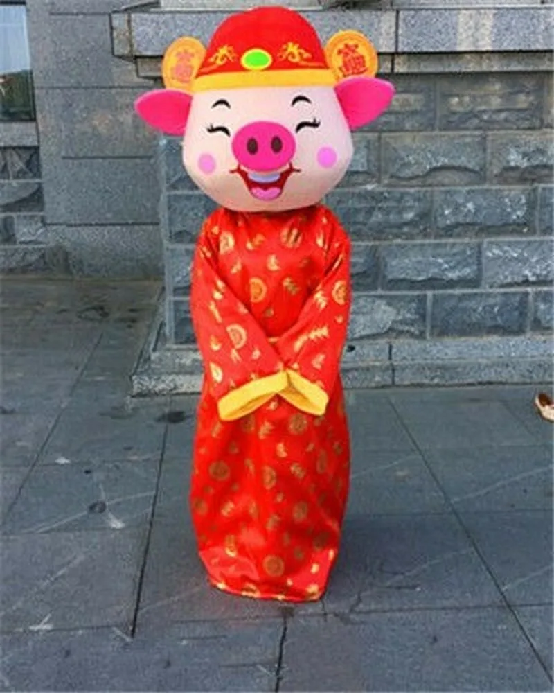 

Golden Red Pig Mascot Costume Suits Cosplay Party Dress Outfits Event Unisex Cartoon Apparel Cosplay Carnival Halloween Adults