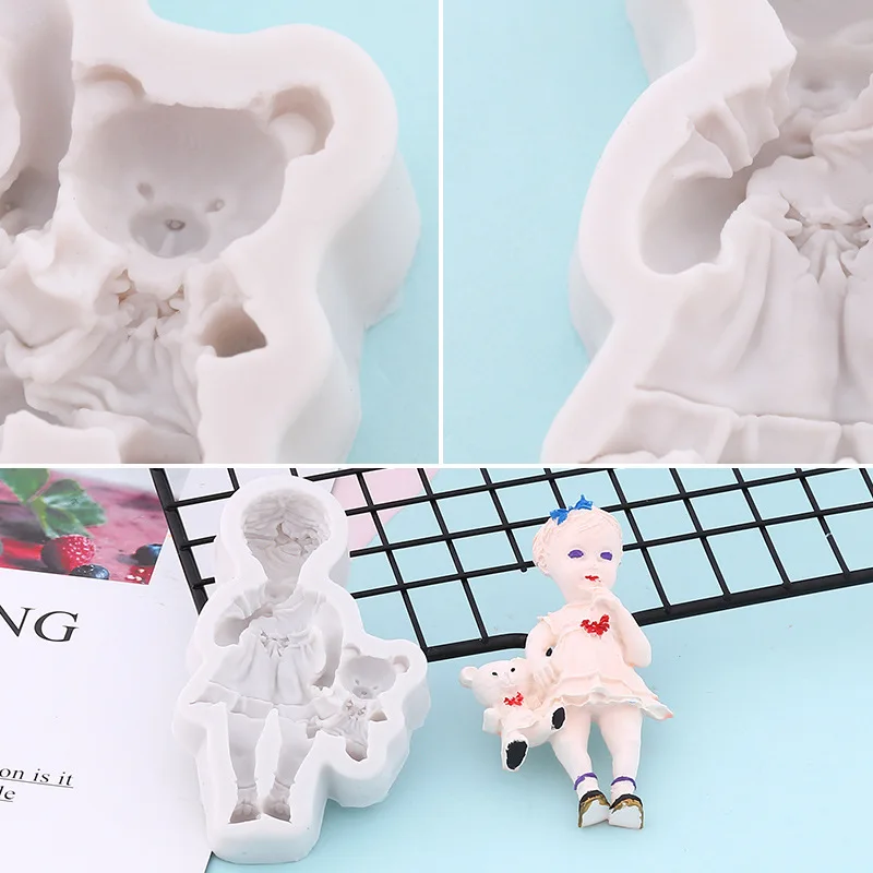 3D симпатичная маленькая девочка мальчик искусственная помадка Шоколад Конфеты