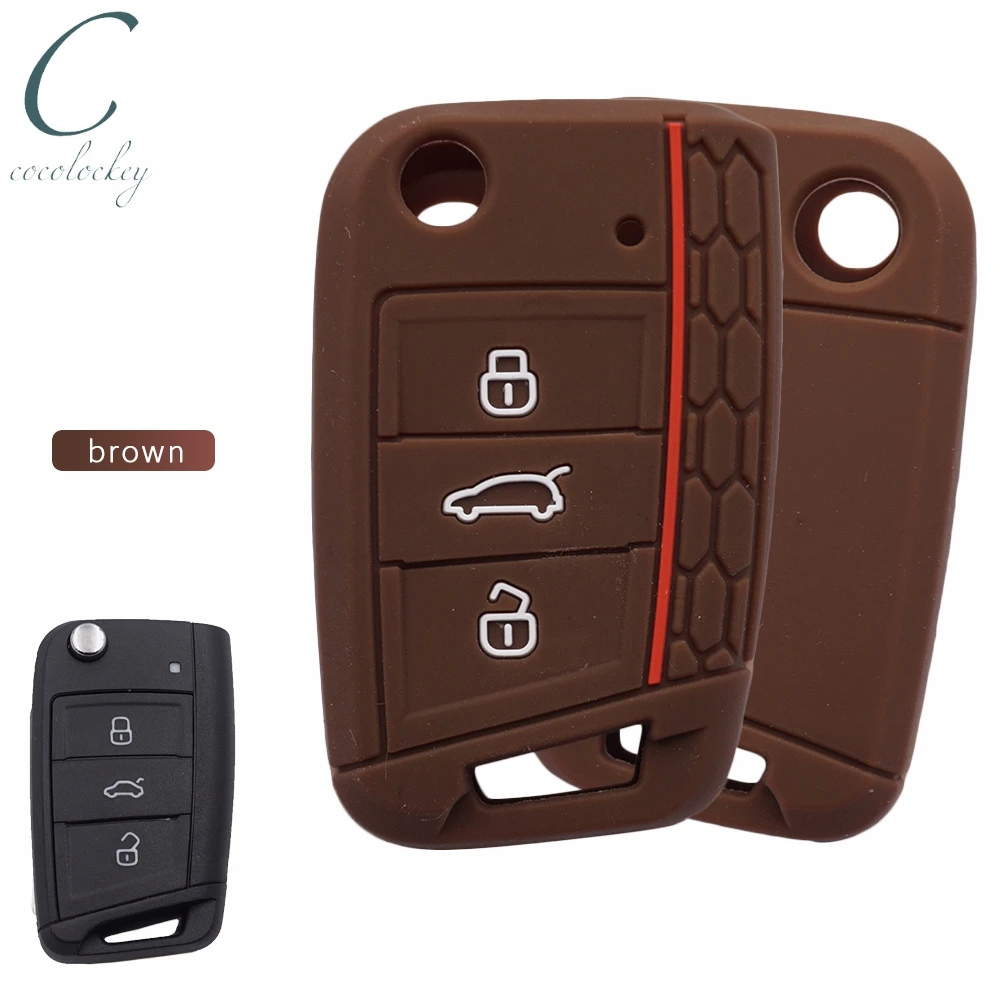 Cocolockey силиконовый чехол для ключа vw golf 7 mk7 skoda seat smart keyless 3 кнопки дистанционный