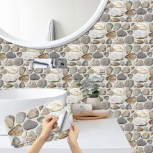 3D Cobblestone Pattern Frosted Brick Self Adhesive Wall Tile Sticker Kitchen Bathroom Home Decoration Waterproof Art Wallpaper