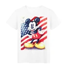 Футболка женская летняя с принтом в виде звезд и полос Микки Мауса