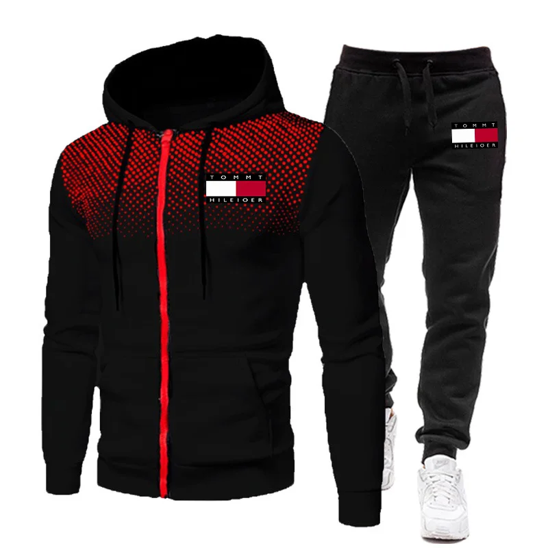 

conjunto moletom masculino Men's Clothing Tracksuit Sportswear Sweatshirts+Sweatpants Zipper Long Sleeves Pullover