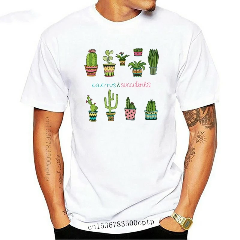 

New Tshirts Men Cosie T Shirts Succulent Plant Cactus Camisa T-Shirt Short Sleeve Tops Students 100% Cotton Clothes Autumn Whole
