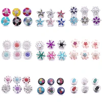 5pcslot high quality snap button jewelry diy crystal rhinestone flower 18mm 20mm metal snap buttons fit snap bracelet bangle