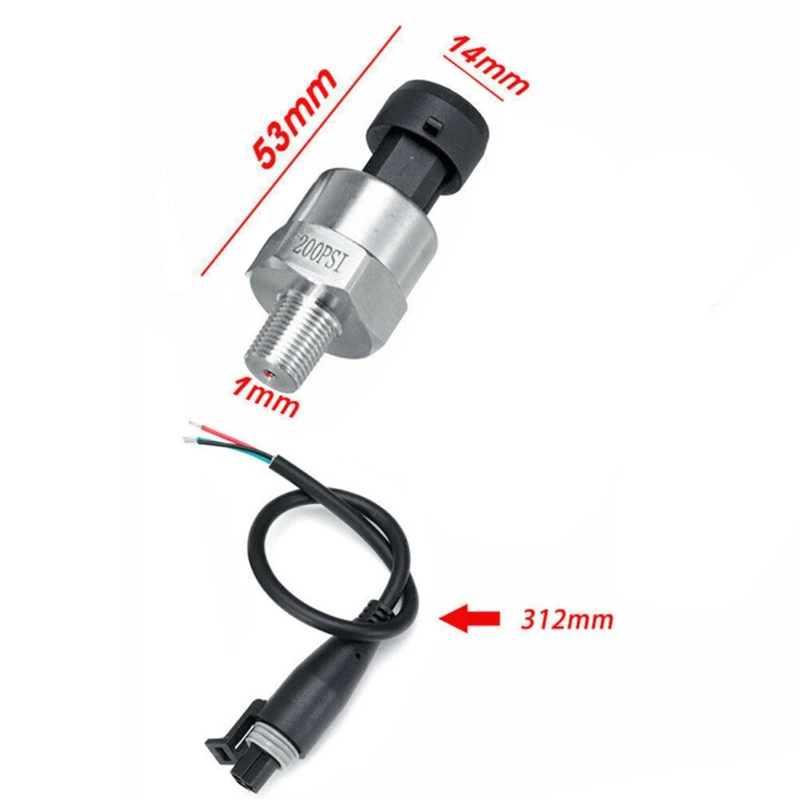 

1/8 NPT Thread Stainless Steel Pressure Transducer Sender Sensor Gas Oil Pressure Transmitter 200PSI