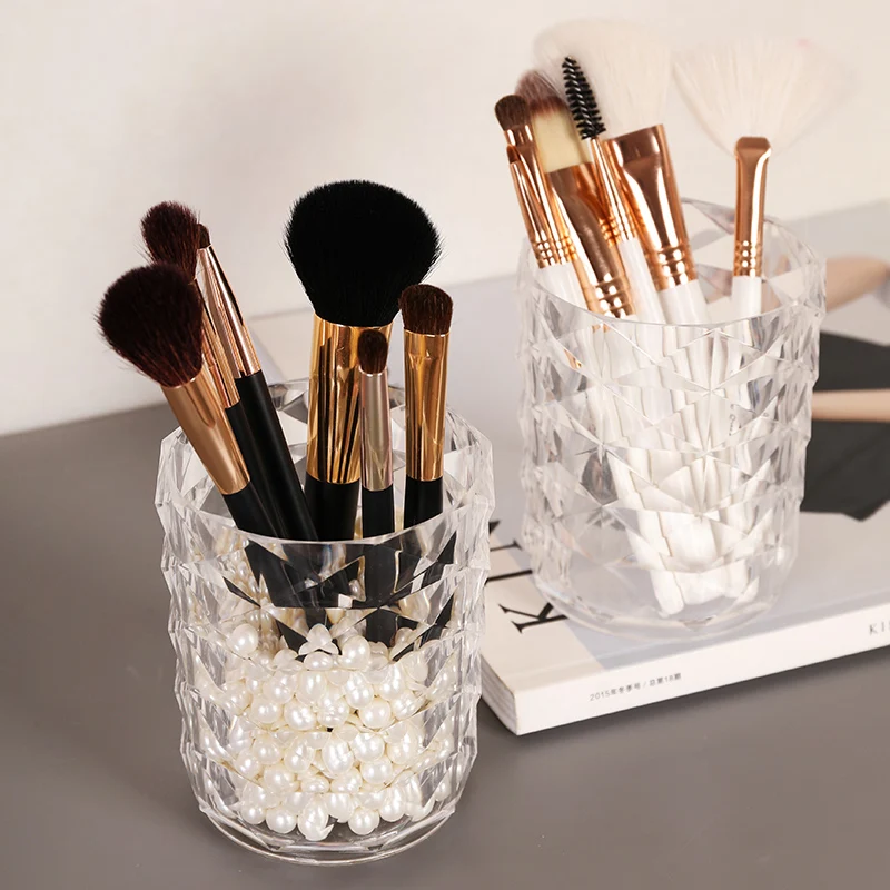 Acrylic Organizer for Cosmetics Transparent Eyebrow Pencil Brush Holder Makeup Organizer Cup Brush Containers Storage Box