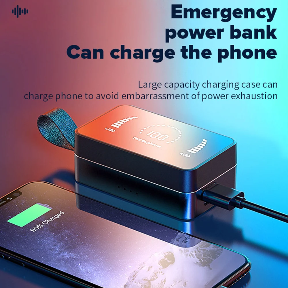 

TWS Wireless Headphones Bluetooth Waterproof Touch Control Gaming Earbuds Sports Earphones with LED Digital Display Charger Case