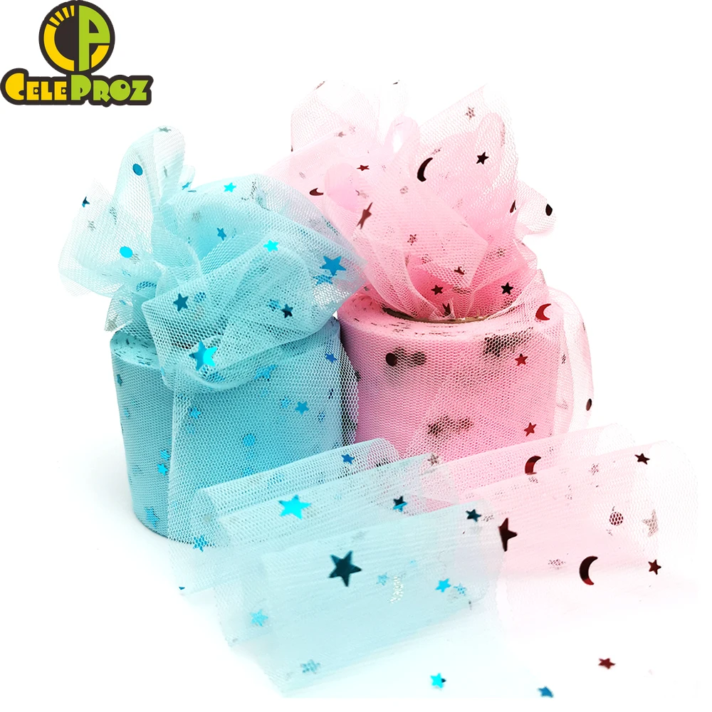 25 ярдов 6 м блестящая Звезда тюль катушка конфетти сетчатая лента пачка помпон