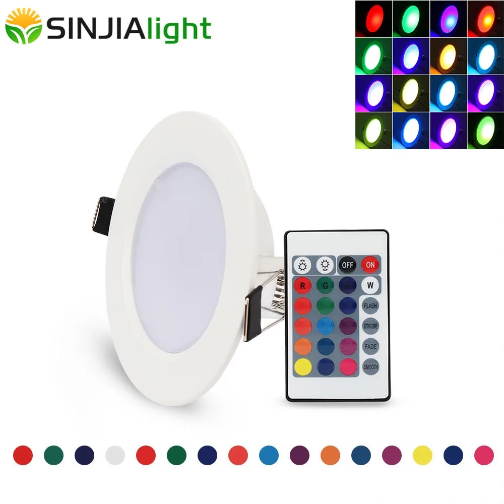 

Светодиодная панель RGB 5 Вт/10 Вт, круглая потолочная лампа с дистанционным управлением для светильник освещения, украшение вечерние, сцениче...