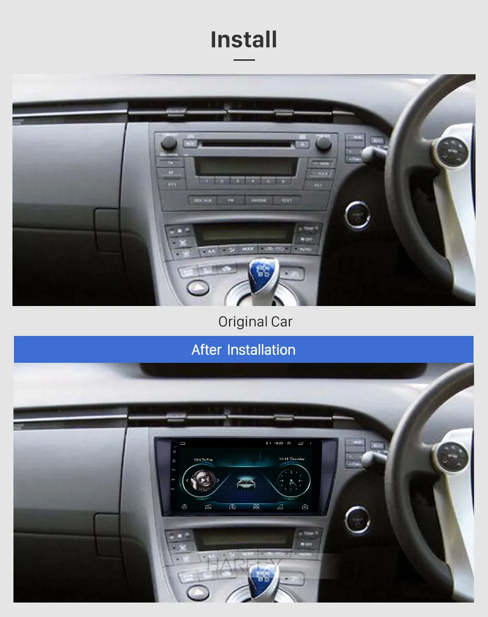 Harfey HD сенсорный экран GPS 9 дюймов Android 8,1 автомобильный радиоприемник для Toyota Prius RHD 2009 2010-2013 поддержка Carplay задняя камера 2din