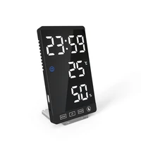 6inch mirror led alarm clock touch button digital led clock time temperature humidity display with usb cable table clock