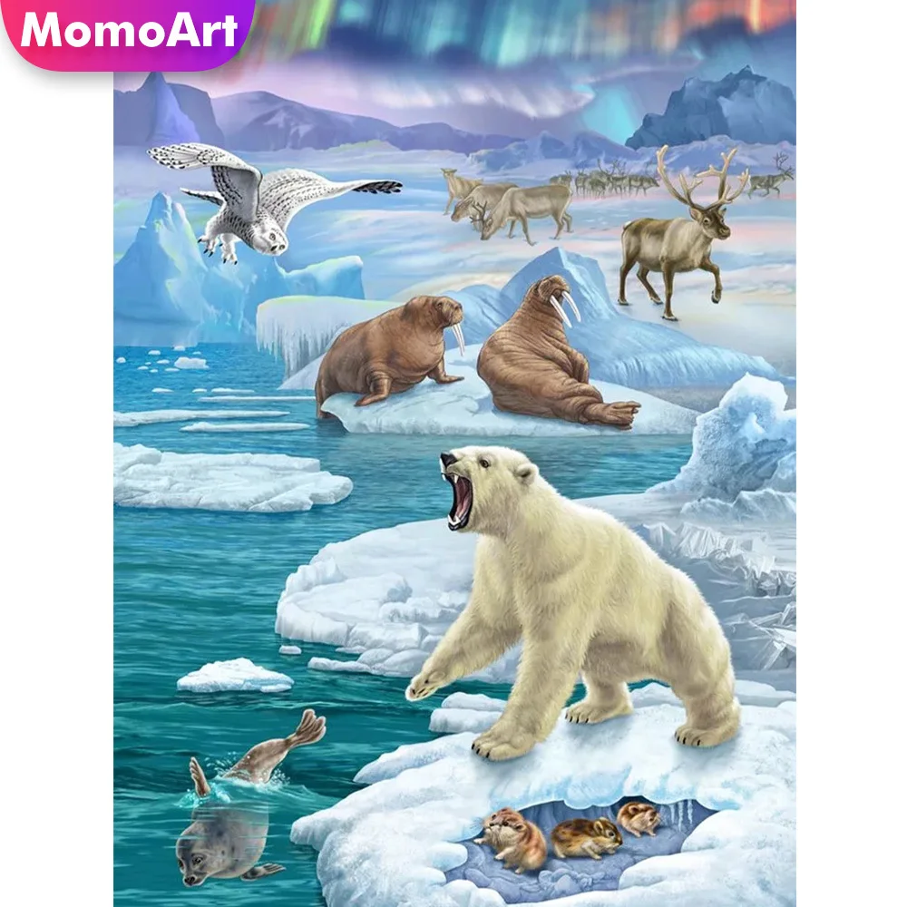 

MomoArt алмазная живопись медведь животные Новое поступление Алмазная мозаика Арктика полная дрель квадратная вышивка крестиком рукоделие