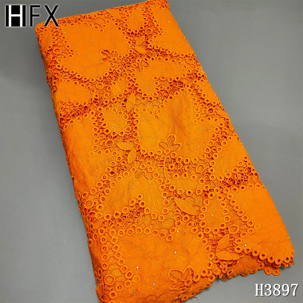 

HFX Promotion Fashionable cord lace beautiful white guipure cotton lace fabric for daily dress Nigeria african Lace H3897
