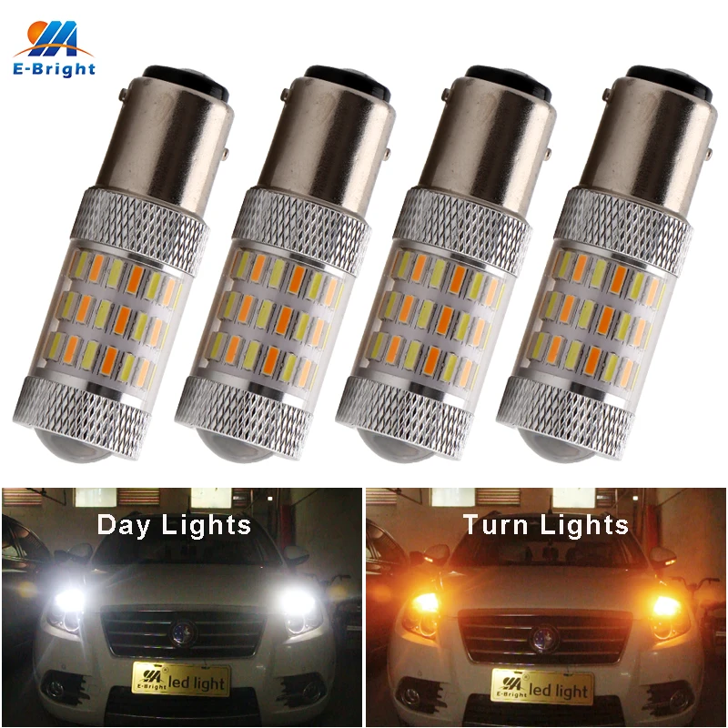 YM E-Bright 4 шт. 1157 BAY15D P21/5 Вт 4014 60 SMD двухцветные переключаемые функции автомобильный