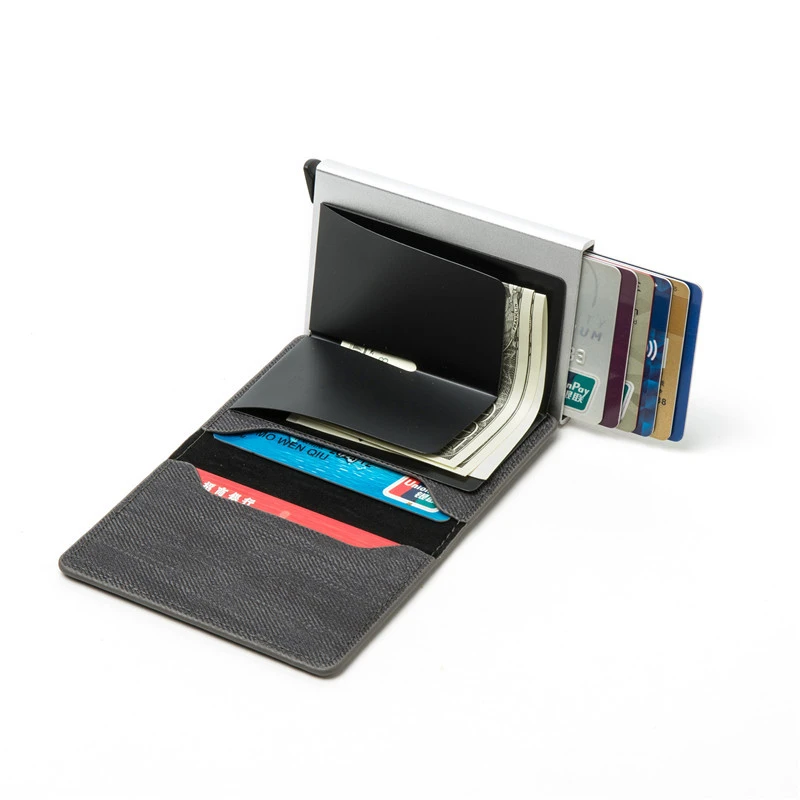 PURDORED 1 шт. RFID мужской держатель для карт джинсовый кошелек кредитных алюминиевый