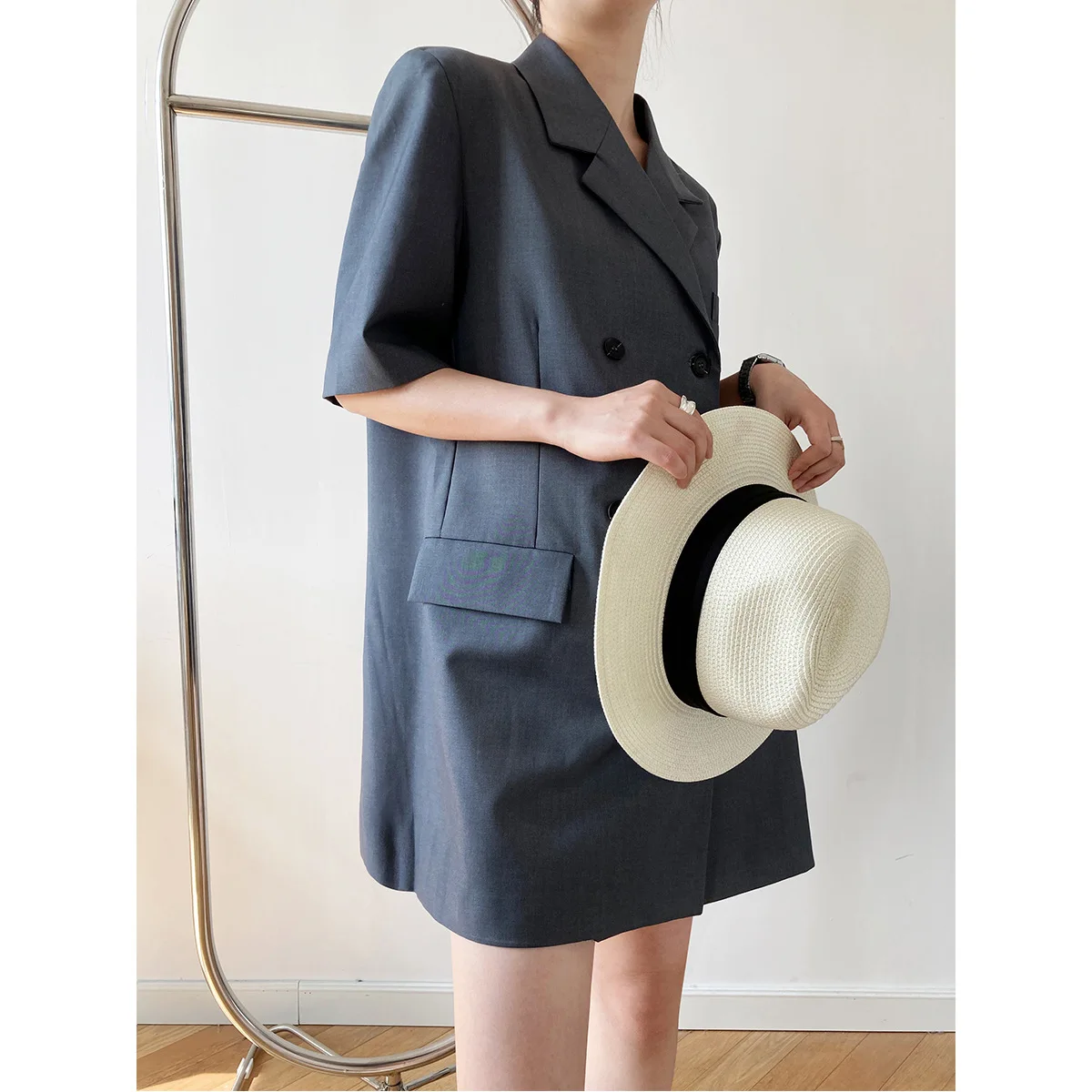 

8029 Beautiful Women Blazer Dresses Korean Version Urban Elegant Spring Summer Ladies Solid Color Short Sleeve Vestidos Skirt