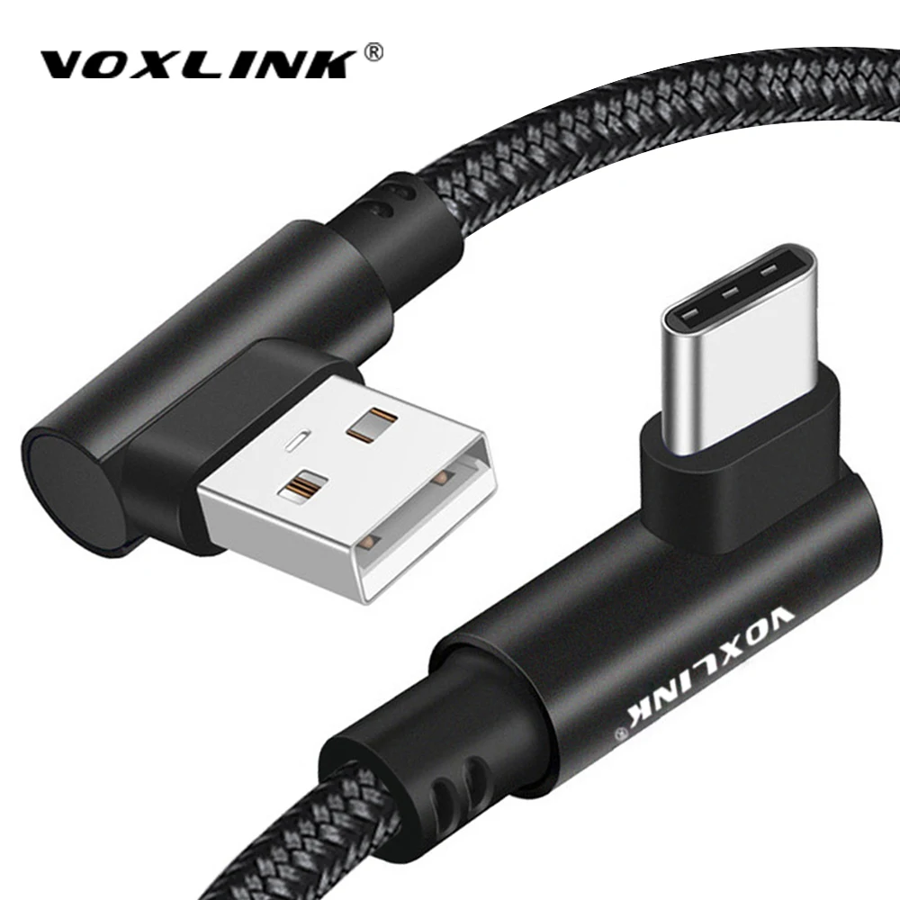 VOXLINK 90 градусов usb type C Быстрая зарядка c кабель шнур для передачи данных зарядное