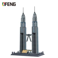 architecture series singapore petronas twin towers building blocks sets bricks classic city skyline model kids kits toys gifts
