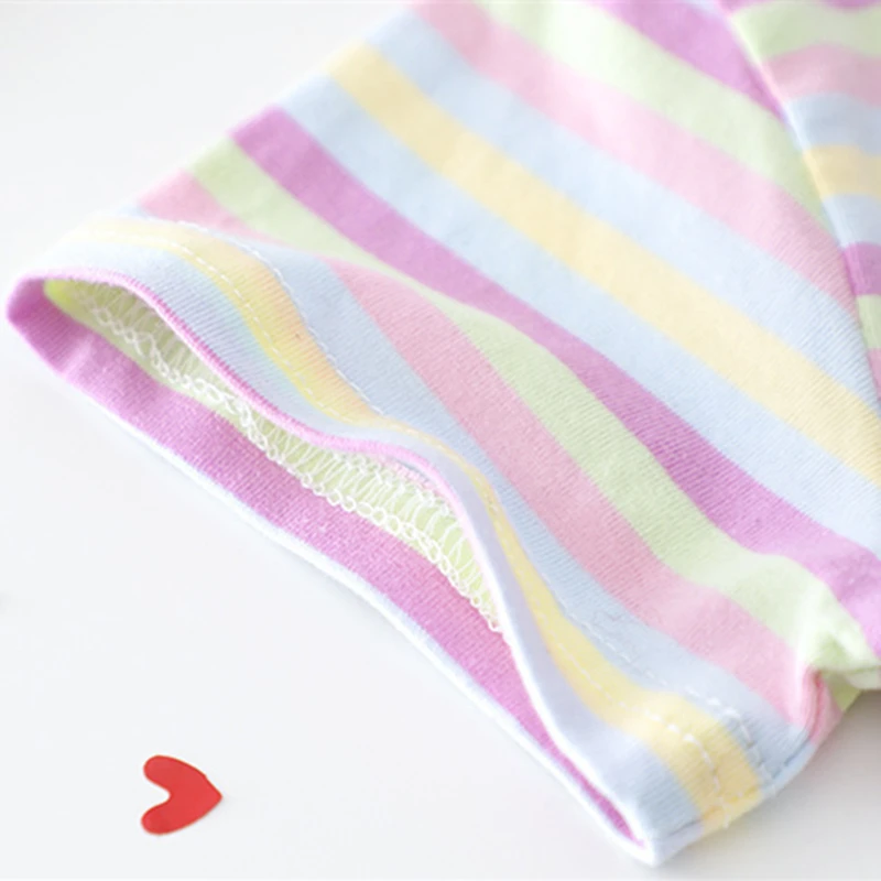 Летний комплект одежды для маленьких девочек футболка в полоску топы