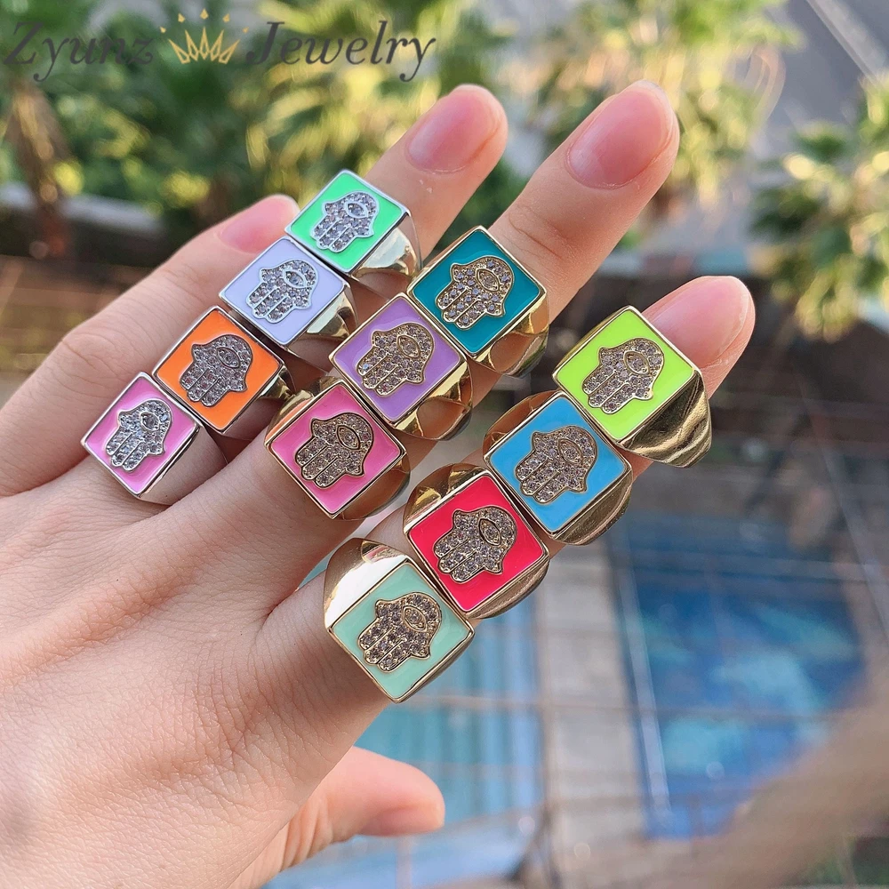 10 шт. женские кольца в стиле панк с эмалью счастливая улыбка лицо звезда сердце