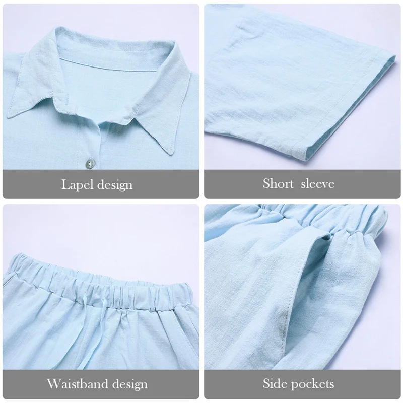 

Laamei Summer Tracksuit Women 2021 Lounge Wear Suit Shorts Set Short Sleeve Shirt Tops And Loose Mini Shorts Suit Two Piece Set