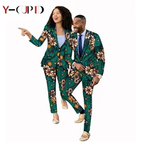 african clothes for couples bazin riche women ankara suits matching men outfits print top jackets blazer and pants sets ys20c021