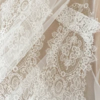 3 yards vintage style bridal gown lace trim double eyelash crochet wedding lace in ivory scalloped trim diy 17cm wide