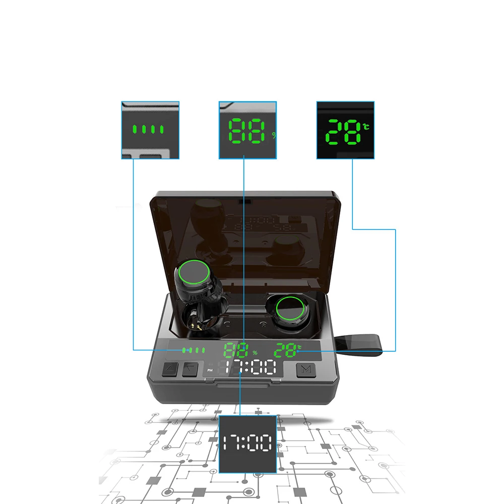 Новый C6 TWS внешний аккумулятор 6800 мАч светодиодные часы с температурой Bluetooth 5 0 наушники шумоподавлением
