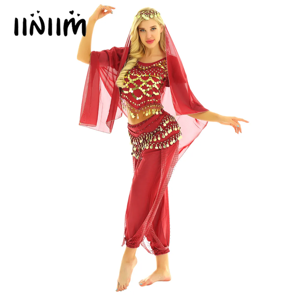 Женский костюм для танца живота индийские костюмы вечеринок Хэллоуина топ с