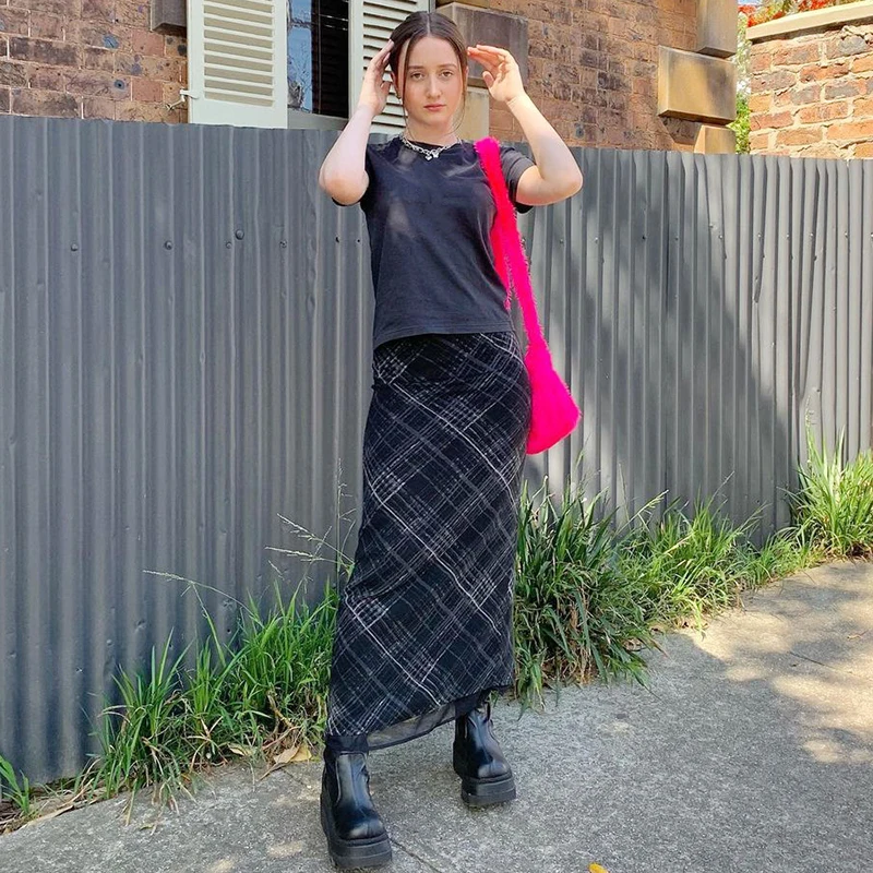 

Striped Long Skirts Retro y2k Straight Skirts High Waisted Summer Skirts Women Sweet Cute Party Skirts Grunge Trendy