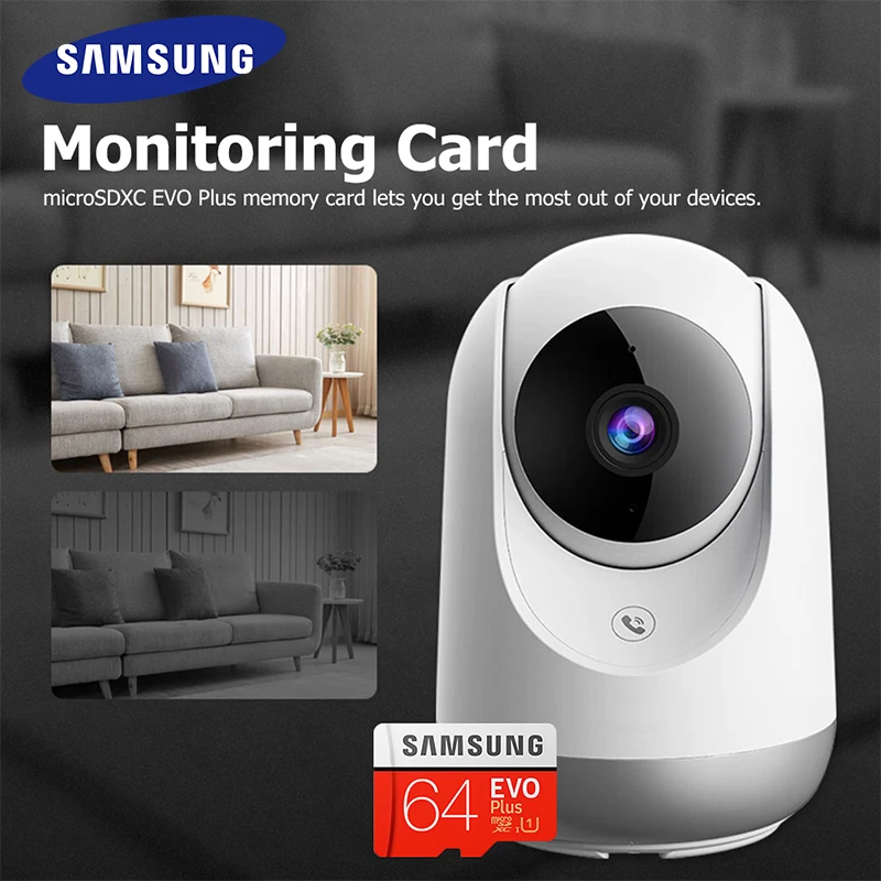 Карта памяти Samsung EVO Plus microSDXC 64 ГБ 128 256 класс 10 карта Microsd TF U3 100 МБ/с. SD адаптер для