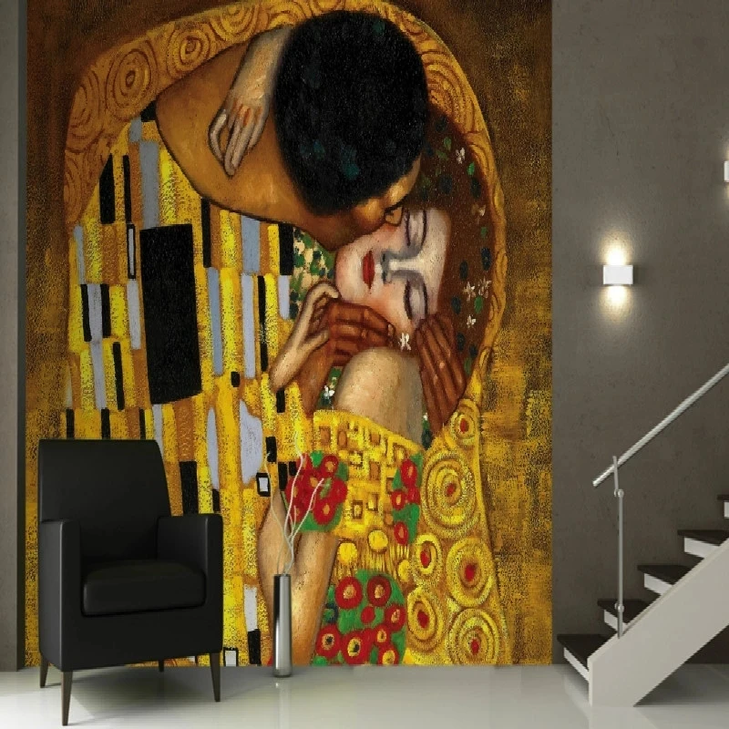 Mural Gustav Klimt the Kiss Wall 3d walls tv background Large mural living room Self Adhesive wallpaper bedroom Waterproof |