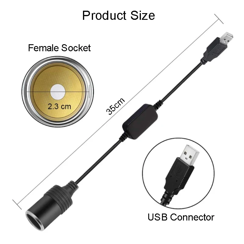 USB A Male 5 В до 12 DC конвертер розетка для автомобильного прикуривателя Женский
