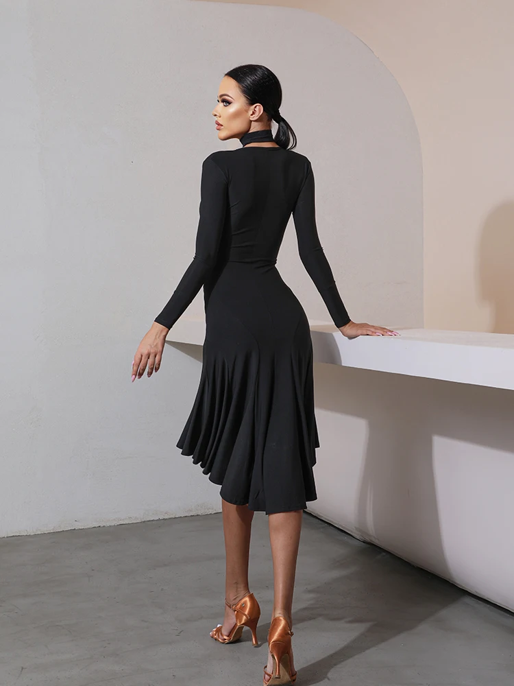 

ZYMdancestyle Stunner Dress #2057 Women Latin Dance Practice Wear Low V-Neck Dress