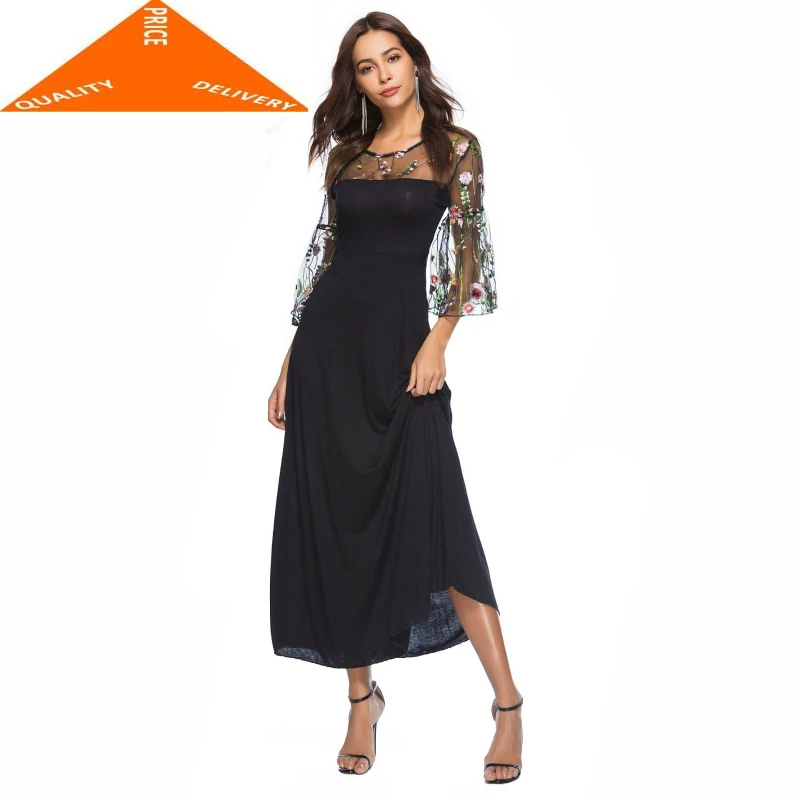 Женские вечерние платья большого размера плюс 6XL черные длинные элегантные