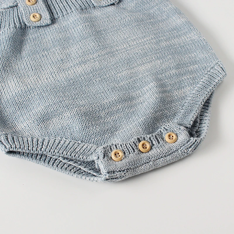 

Koodykids Spring Baby Girl Knitted Bodysuits Handmade Baby Knitted Grey Rompers Baby Boy Knitting Clothes Nordic Rompers Autumn
