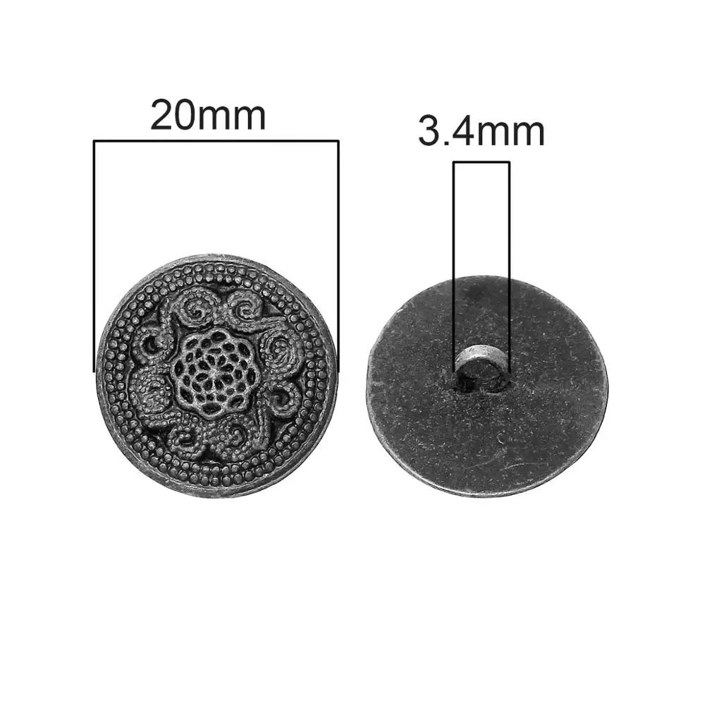 Серебряные украшения doreenbeads резной цветок пошив металлические кнопки Швейные DIY