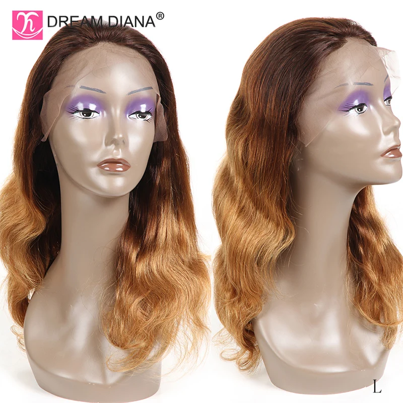 DreamDiana Ombre малазийский объемный волнистый 360 кружевной парик двухцветный Remy 150