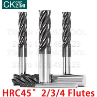 hrc45 2f 3f 4f flute 1mm 20mm alloy carbide milling tungsten steel milling cutter end mill wood cutter end mill cutting tools