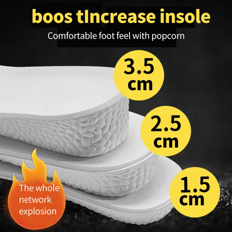

Popcor Height Increased Insole Memory Foam Breathable Unisex Shoes Inner Sole Shoe Insert Lift Heel Comfort Heightening Insoles