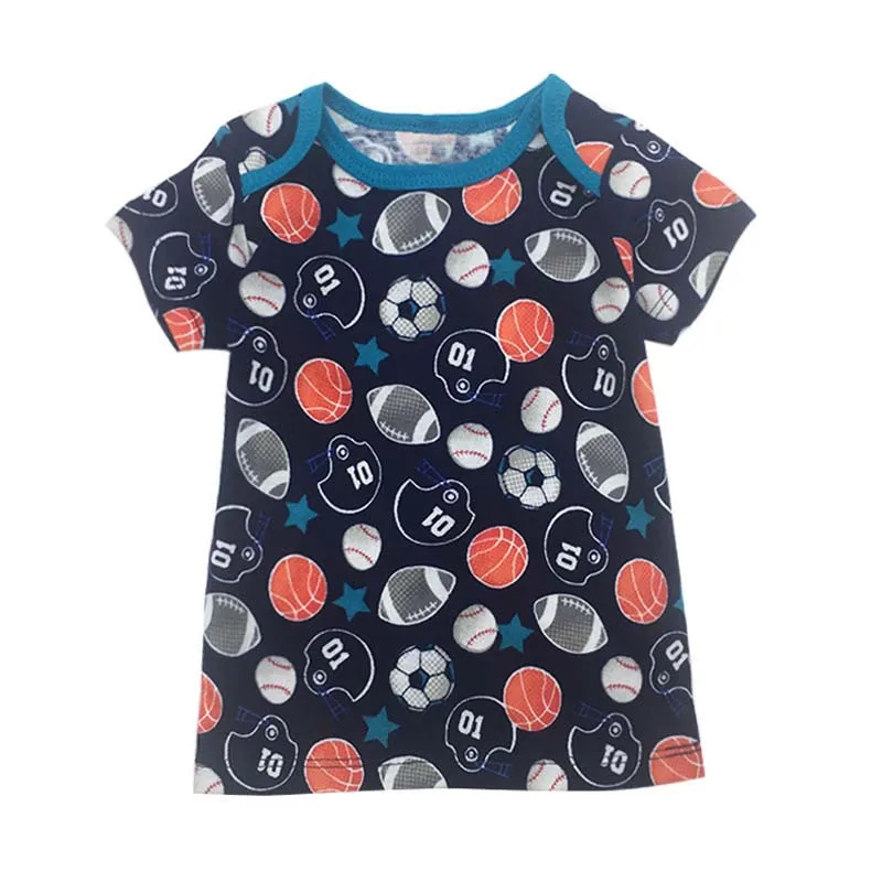 Футболка с рисунком динозавра для мальчиков и девочек летняя хлопковая принтом